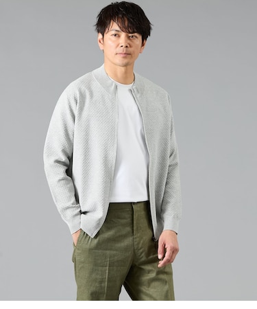 【ウォッシャブル】モックネック スタンドジップアップ カーディガン
