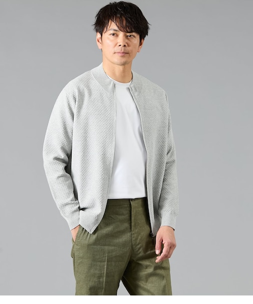 【ウォッシャブル】モックネック スタンドジップアップ カーディガン