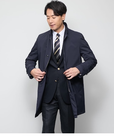 【撥水・透湿・防風】NY ACTIVE ナイロン 3層ボンディング スタンドカラーコート