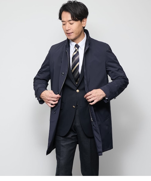 【撥水・透湿・防風】NY ACTIVE ナイロン 3層ボンディング スタンドカラーコート
