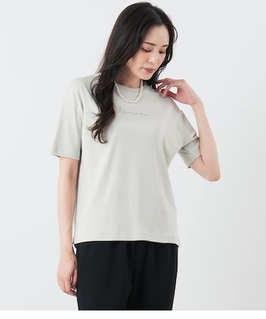 半袖クルーネックロゴTシャツ レディース コットン