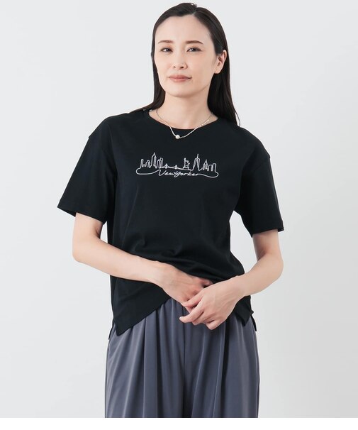 半袖クルーネックロゴTシャツ レディース コットン