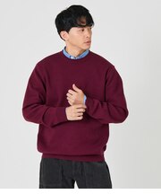 【ウォッシャブル】スウェットライク クルーネックニット