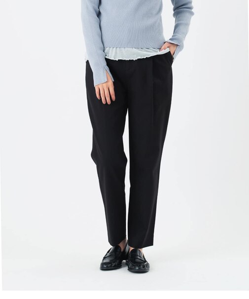 ワンタックチノパンツ レディース コットンレーヨンツイル