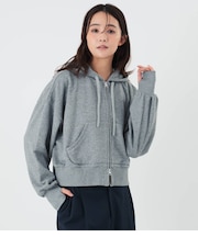 前開きショート丈パーカ レディース TC裏毛