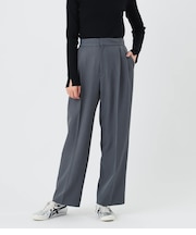 【手洗い可能】2タックストレートパンツ レディース ウールライクツイル