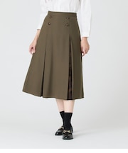 切り替えチェックフレアスカート レディース T／Wツイル