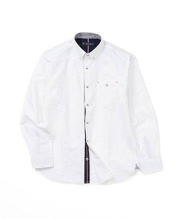 【洗濯機洗い可】オックステープ使いボタンダウンシャツ