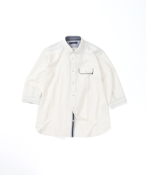 【洗濯機洗い可】ドビーボタンダウン7分袖シャツ