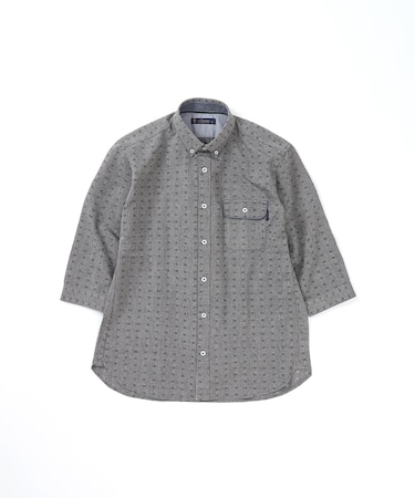 【洗濯機洗い可】ドビーボタンダウン7分袖シャツ