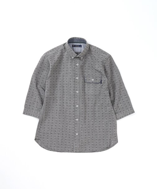 【洗濯機洗い可】ドビーボタンダウン7分袖シャツ