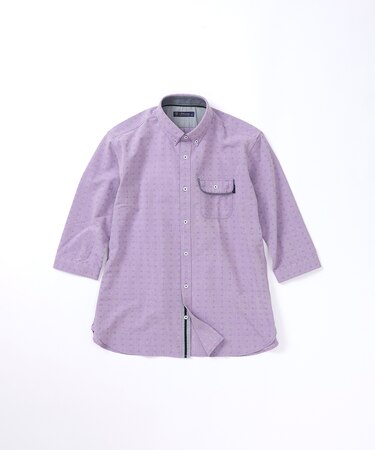 【洗濯機洗い可】ドビーボタンダウン7分袖シャツ