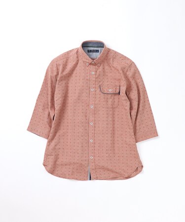 【洗濯機洗い可】ドビーボタンダウン7分袖シャツ