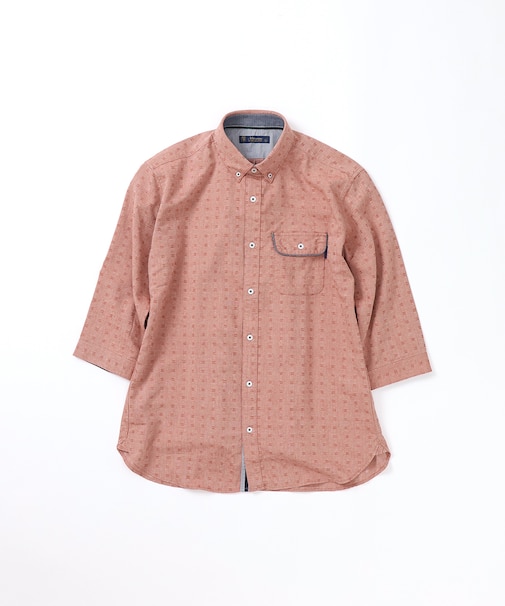 【洗濯機洗い可】ドビーボタンダウン7分袖シャツ