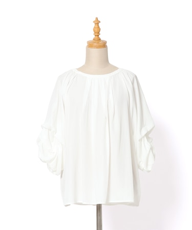 【手洗い可】ホイップ袖タックブラウス