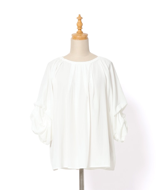 【手洗い可】ホイップ袖タックブラウス