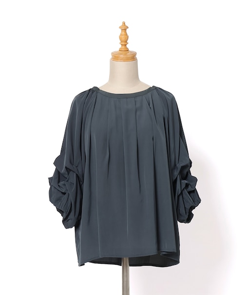 【手洗い可】ホイップ袖タックブラウス