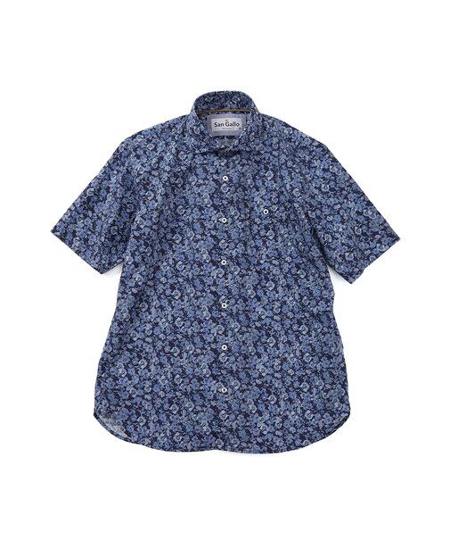 【洗濯機洗い可】San Gallo 総柄プリント半袖シャツ