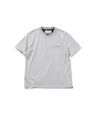 【洗濯機洗い可】パイピングヘンリーネック 半袖Tシャツ