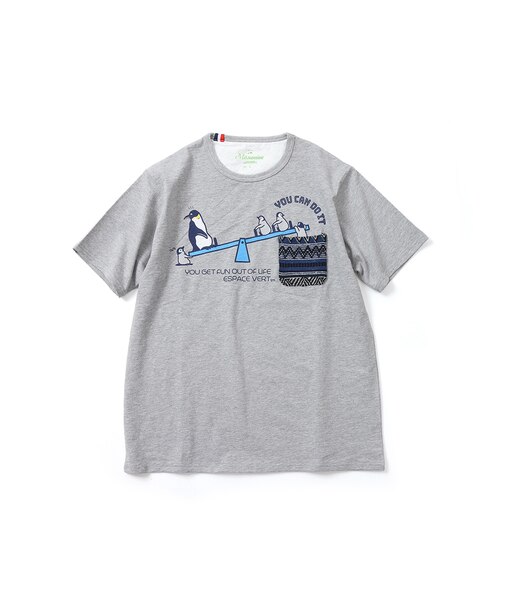 【洗濯機洗い可】ペンギンシーソー ジャガードポケット 半袖Tシャツ