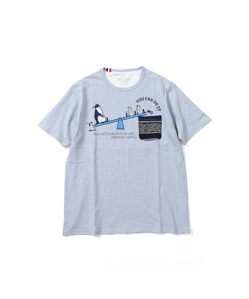 【洗濯機洗い可】ペンギンシーソー ジャガードポケット 半袖Tシャツ