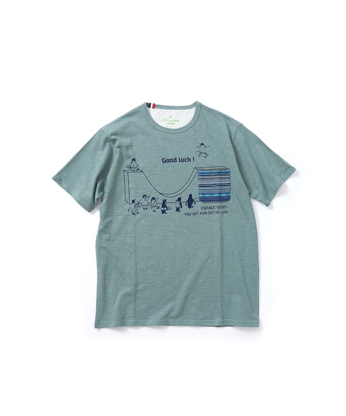 【洗濯機洗い可】ペンギンスケボー ジャガードポケット 半袖Tシャツ