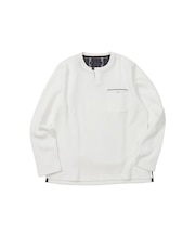 【洗濯機洗い可】ワッフルヘンリーネック長袖Tシャツ