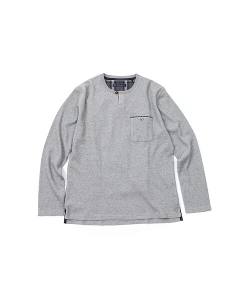 洗濯機洗い可】ワッフルヘンリーネック長袖Tシャツ｜ミツミネの