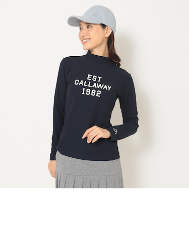 ポリエステルスムース長袖モックネックシャツ