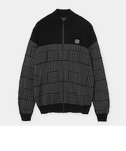 千鳥柄ジャガード防風裏付フルジップニット