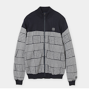 千鳥柄ジャガード防風裏付フルジップニット