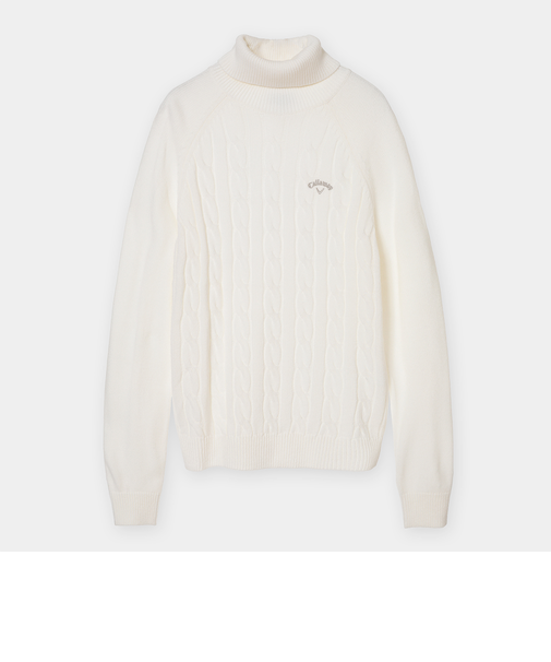 ケーブル編みタートルネックニット