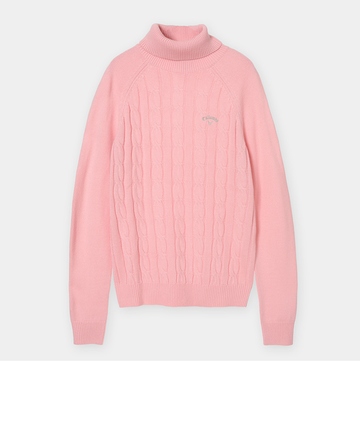 ケーブル編みタートルネックニット