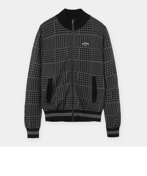 千鳥柄ジャガード防風裏付フルジップニット｜キャロウェイの