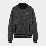 千鳥柄ジャガード防風裏付フルジップニット