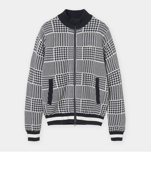 千鳥柄ジャガード防風裏付フルジップニット｜キャロウェイの