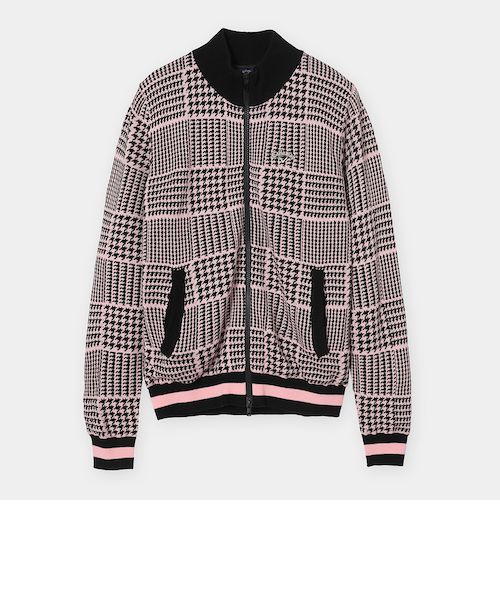 千鳥柄ジャガード防風裏付フルジップニット｜キャロウェイの