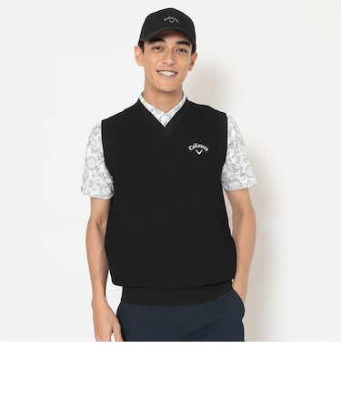 タック編みポリエステルニットベスト