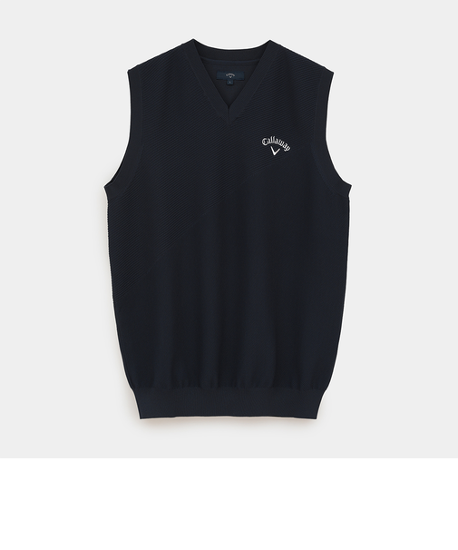 タック編みポリエステルニットベスト