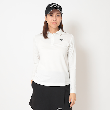 ポリエステルジャガードロゴ柄長袖シャツ