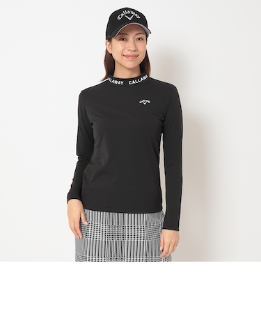 ポリエステルピケ長袖モックネックシャツ