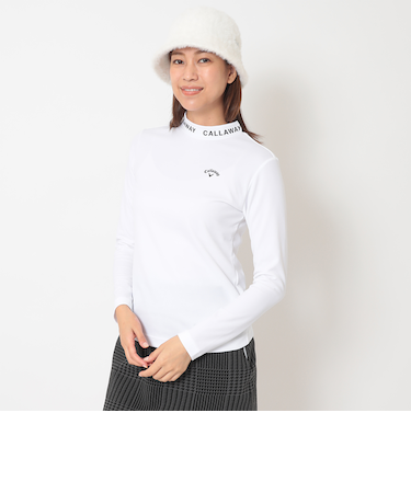 ポリエステルピケ長袖モックネックシャツ