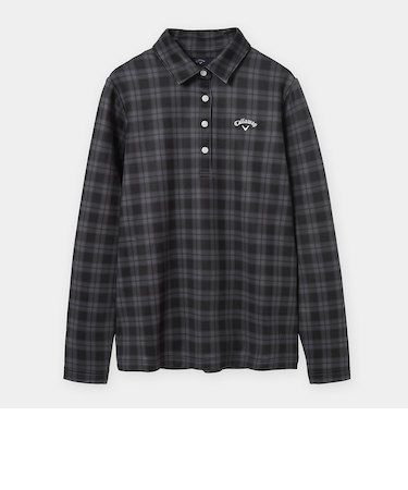 ダブルニット裏起毛チッック柄長袖シャツ