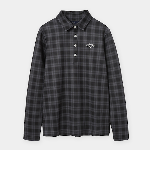 ダブルニット裏起毛チッック柄長袖シャツ