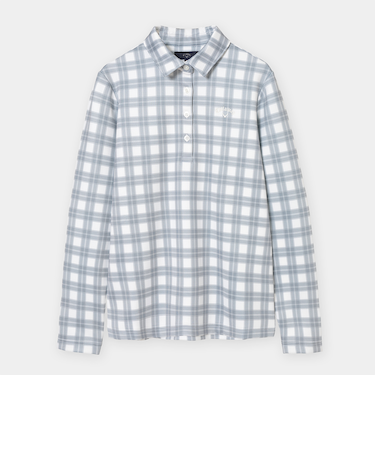 ダブルニット裏起毛チッック柄長袖シャツ