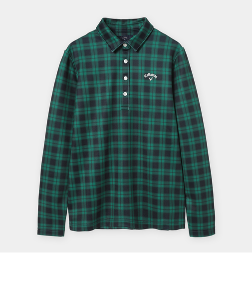 ダブルニット裏起毛チッック柄長袖シャツ