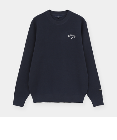 クルーネック畦編みニット