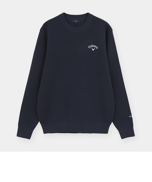 クルーネック畦編みニット