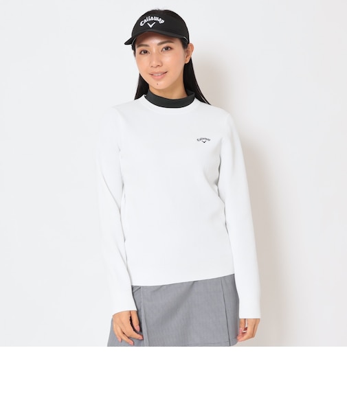 クルーネック畦編みニット