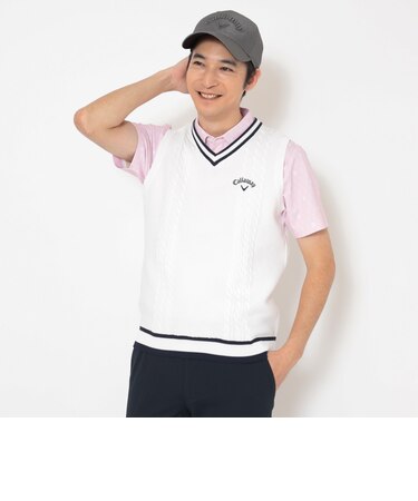 ケーブル編みVネックニットベスト